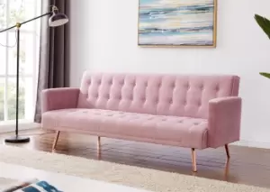 Image of Windsor Velvet Sofa Bed with Metal Rose Gold Legs