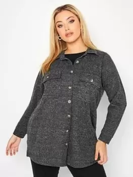 Image of Yours Button Through Shirt - Grey, Size 18, Women