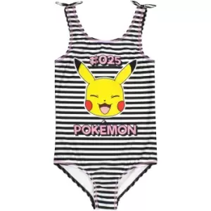 Image of Pokemon Girls Pikachu One Piece Swimsuit (6-7 Years) (Black/White/Pink)
