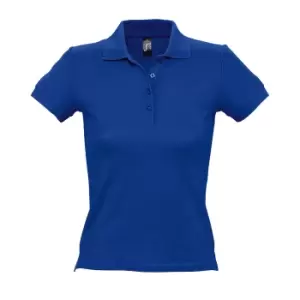 Image of SOLS Womens/Ladies People Pique Short Sleeve Cotton Polo Shirt (XL) (Royal Blue)