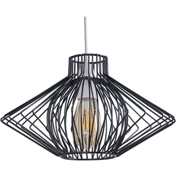 Image of Minisun - Sinat Wire Frame Ceiling Pendant Light Shade - Black - No Bulb