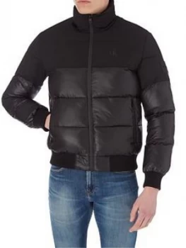 Image of Calvin Klein Jeans Matte And Shine Padded Jacket - Black