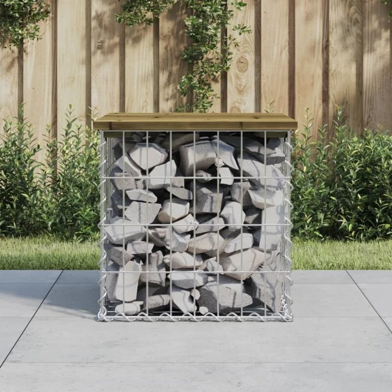 Image of vidaXL Garden Bench Gabion Design 43x44x42cm Impregnated Wood Pine, Brown 834337