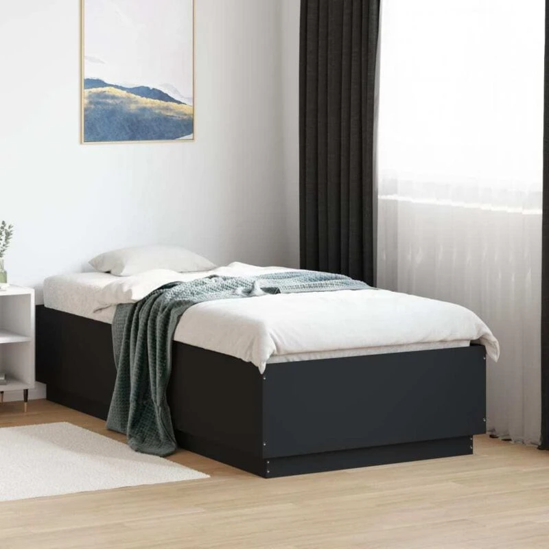 Image of VIDAXL Bed Frame with LED without Mattress Black 90x190cm Single vidaXL 8721012273962