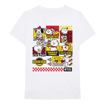 Image of BT21 - Bite Fast Food Unisex Medium T-Shirt - White