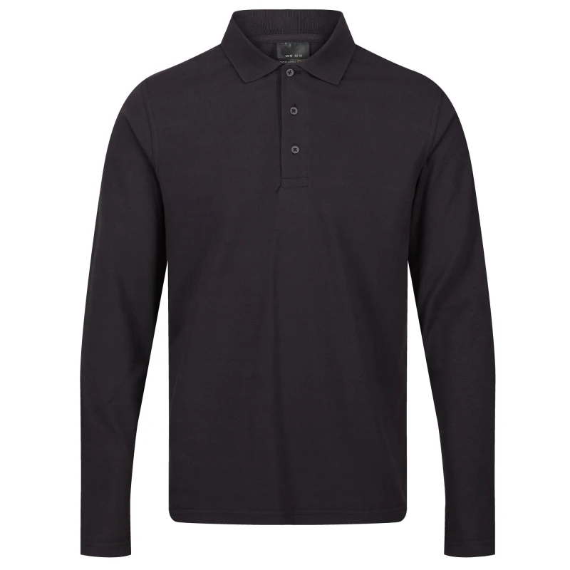 Image of Regatta Professional Mens Long-Sleeved Polo Shirt in Dark Grey Size: XS Dark Grey Male XS