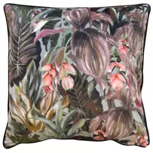Image of Mogori Wild Medinilla Cushion Aubergine, Aubergine / 50 x 50cm / Polyester Filled