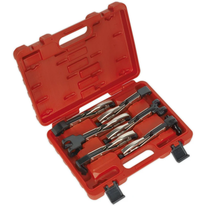 Image of Loops 6 Piece Axial Locking Grip Pliers Set - Liner Jaw Action - Thumb Release - Case Multi