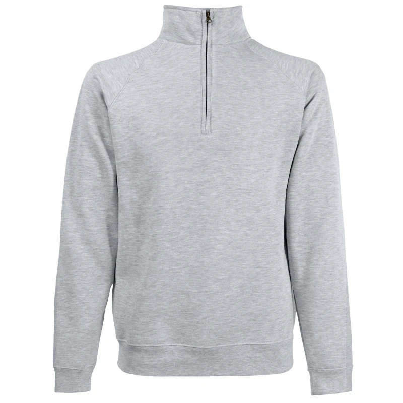 Image of Fruit Of The Loom Fruit of the Loom Men Zip Neck Sweatshirt in Grey Size: Small Grey S Male 5055747637199