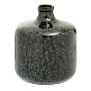 Image of Interiors By Ph Dark Blue Reactive Glaze Bottle Vase