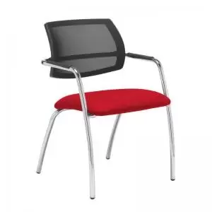 Image of Tuba chrome 4 leg frame conference chair with half mesh back - Belize