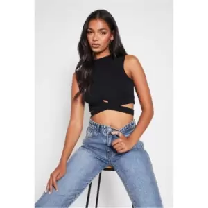 Image of I Saw It First High Neck Cross Over Vest - Black