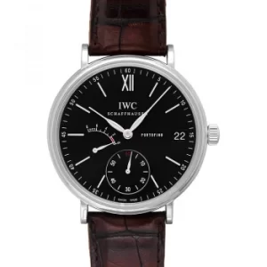 Image of Portofino Hand-Wound Eight Days Manual-winding Black Dial Mens Watch