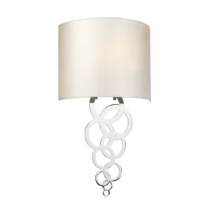 Image of Curtis Medium 1 Light Wall Light, Polished Chrome, Ivory Faux Silk Shade