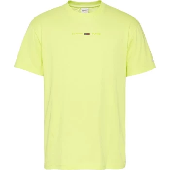Image of Tommy Jeans Jeans Gel Logo T Shirt - Faded Lime