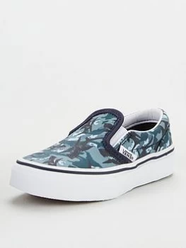 Image of Vans Childrens Classic Animal Camo Slip-Ons - Blue Camo