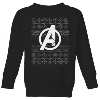 Image of Marvel Avengers Logo Kids Christmas Sweatshirt - Black - 11-12 Years
