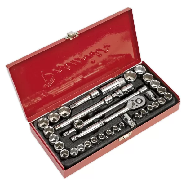 Image of Sealey AK691 Socket Set 35pc 3/8Sq Drive 6pt WallDrive® - DuoMetric®