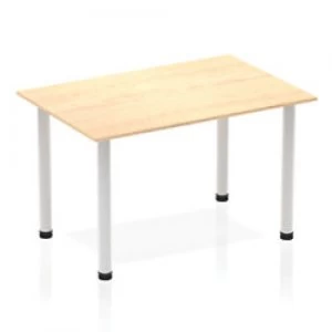 Image of Impulse Straight Table 1200 Maple Post Leg Silver