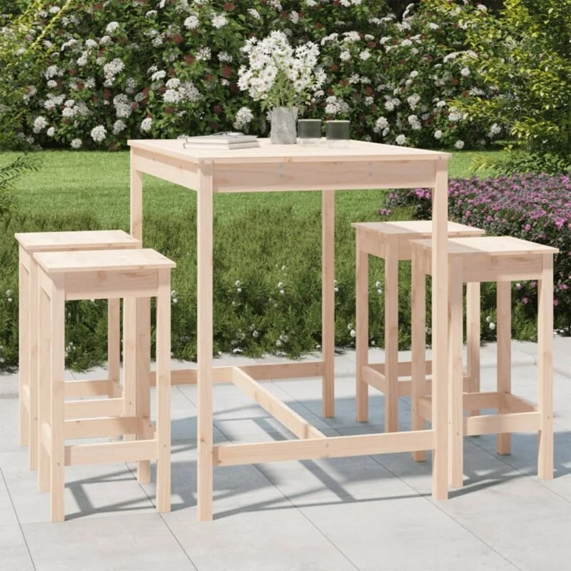 Image of VIDAXL 5 Piece Garden Bar Set Solid Wood Pine Vidaxl 8720845717100
