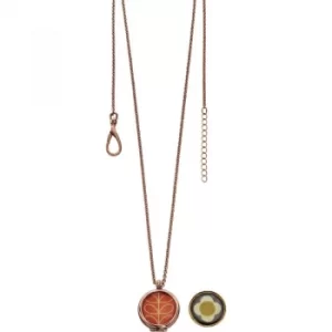 Image of Ladies Orla Kiely Rose Gold Plated Reversible Necklace