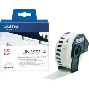 Image of Brother DK22214 Continuous Paper Tape 12mm x 30.48m Black on White