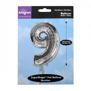 Image of Partymor S/Shape No 9 Slv Bal74 - Silver