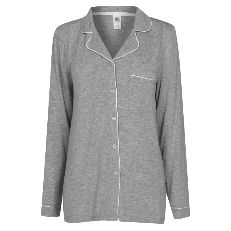 Image of Chelsea Peers Modal Button Up Pyjama Set Grey female 8 (XS)