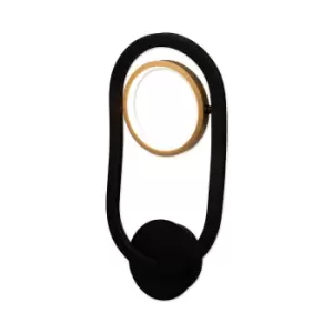 Image of Geneseo Wall Lamp, 1 Ring, 8W LED, 3200K, 440lm, Satin Black, Gold