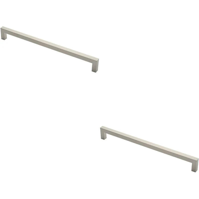 Image of Loops 2x Square Mitred Door Pull Handle 469 x 19mm 450mm Fixing Centres Satin Steel Metallics unisex