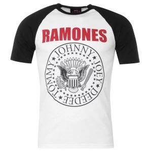 Image of Official Ramones T Shirt Mens - Text Seal White