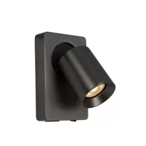 Image of Nigel Modern Wall Spotlight - LED Dim. - GU10 - 1x5W 3000K - With USB charging point - Black Steel