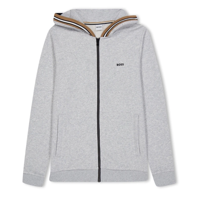 Image of Boss Logo Zip Hoodie Juniors - Grey Grey 3 - 4 Years