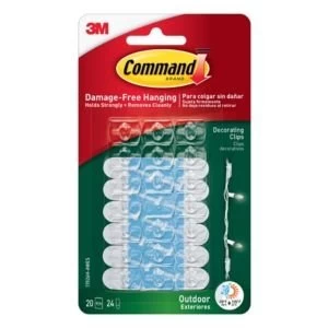 Image of 3M Command outdoor range Clear white Plastic External decorating clips Pack of 20