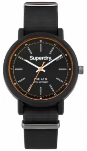 Image of Superdry Mens Campus Nato Black Rubber Strap Black Dial Watch