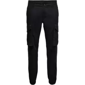 Image of Only and Sons Cargo Trousers - Black