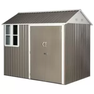 Image of Outsunny 8x6ft Corrugated Metal Garden Shed W/ Double Door Latch Window Grey