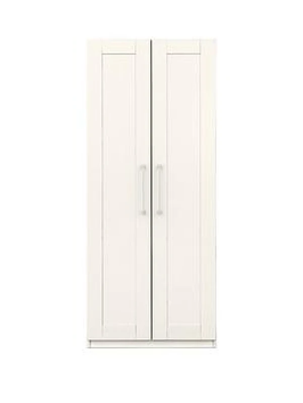 Image of One Call Furniture Avignon 2 Door Wardrobe Ready Assembled White ANWR