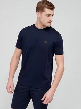 Image of BOSS Tiburt 278 Badge Logo T-Shirt - Dark Blue , Dark Blue, Size L, Men