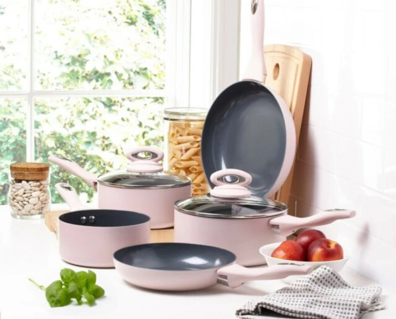 Image of Cermalon 5 Piece Cookware Set Baby Pink