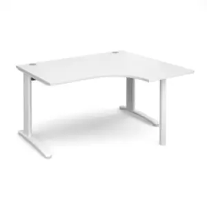 Image of Office Desk Right Hand Corner Desk 1400mm White Top With White Frame 1200mm Depth TR10 TBER14WWH