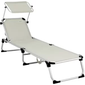 Image of Garden Sun Lounger 210cm Beach Outdoor Patio Balcony Sun Shade Day Bed Folding Cream