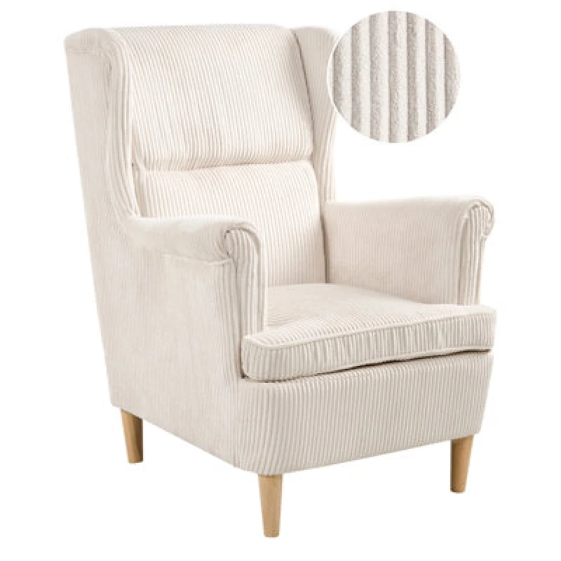 Image of Beliani Wingback Chair Upholstered Light Beige Abson