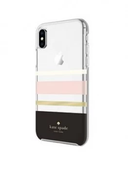Image of Kate Spade New York New York Protective Hardshell Case For iPhone X Charlotte Stripe BlackCreamBlushGold Foil