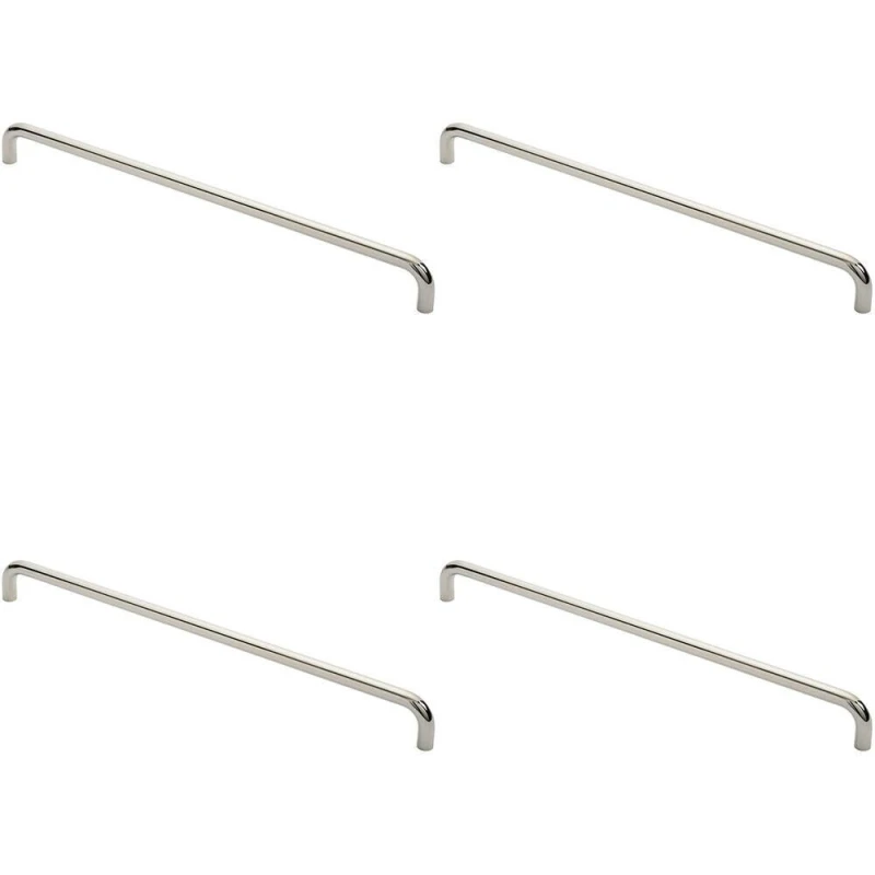 Image of Loops 4x Round D Bar Pull Handle 619 x 19mm 600mm Fixing Centres Bright Steel Metallics unisex