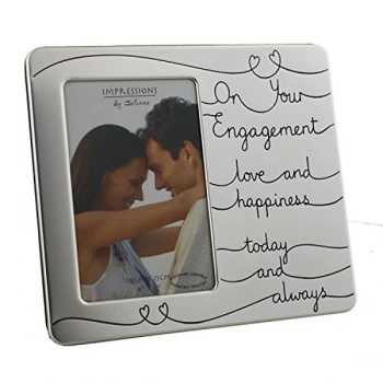 Image of 4" x 6" - Engagement Satin Silver Plated Photo Frame