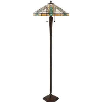 Image of Interiors Lloyd - 3 Light Floor Lamp Tiffany Glass, Deep Antique Patina, E27
