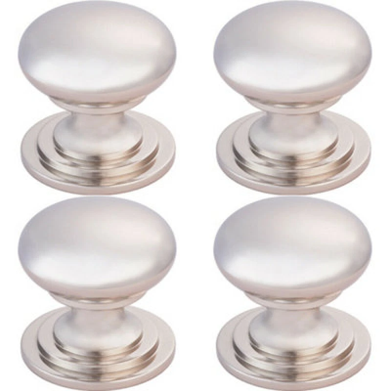 Image of Loops 4x Victorian Round Cupboard Door Knob 38mm Dia Polished Nickel Cabinet Handle Metallics unisex