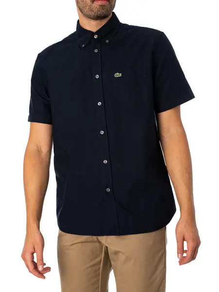 Image of Lacoste Regular Logo Short Sleeved Shirt Blue Marine S
