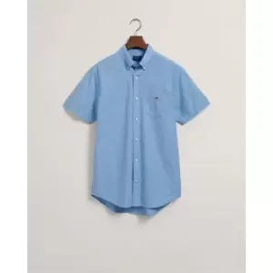 Image of Gant Reg Cotton Linen Ss Shirt Day Blue - Blue